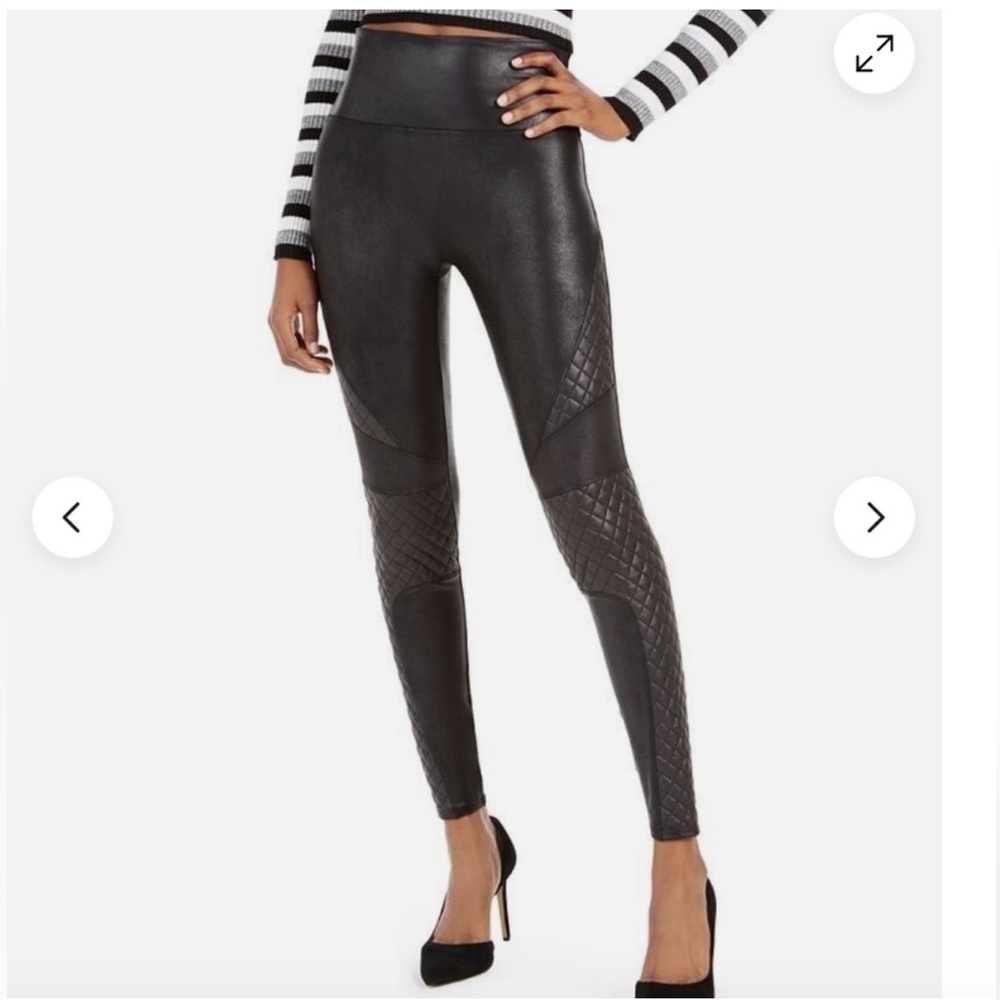 SPANX High Waist Puff QUILTED FAUX LEATHER LEGGINGS, SMALL,  LIKE NEW, EXCELLENT
